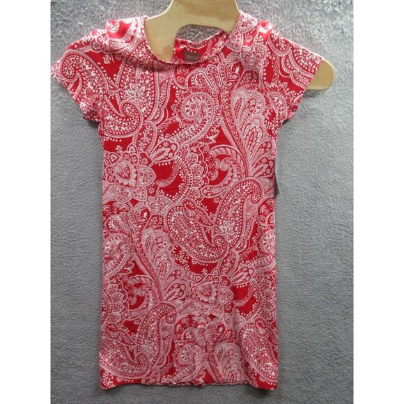 NWT Chico’s Size 0 Small Bandana Paisley Short Sleeve Knee Red Hot Dress Cotton - Picture 1 of 13